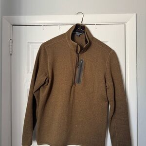 Lands End Men's Brown Quarter-Zip Sweater